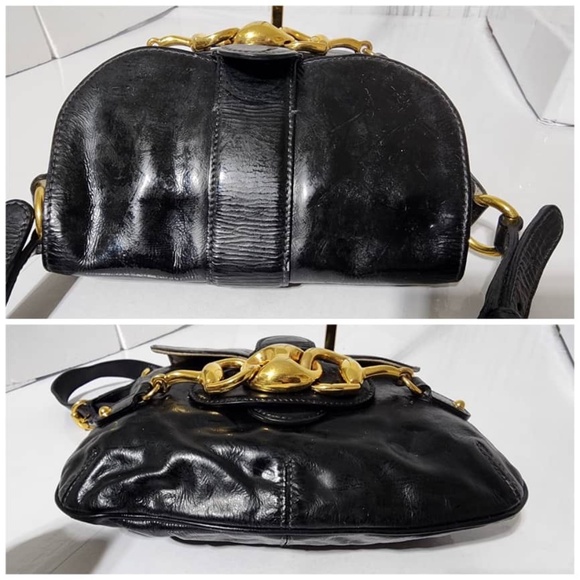 Authentic Gucci Vintage Patent Wave Flap Shoulder Bag Black - Picture 11 of 15